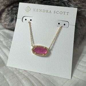 Kendra Scott Pink Azalea gold necklace
